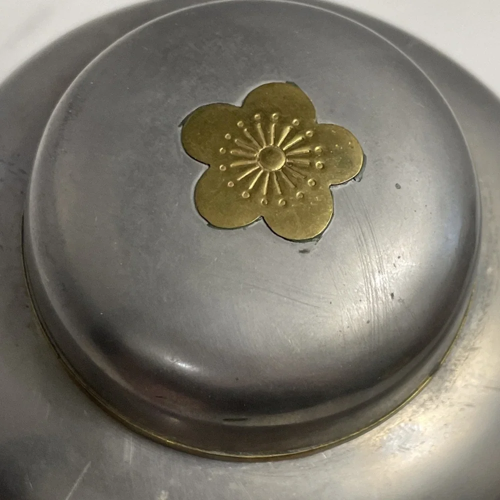 Vintage Ginger Jar Pewter with Floral‎ Brass 6.5